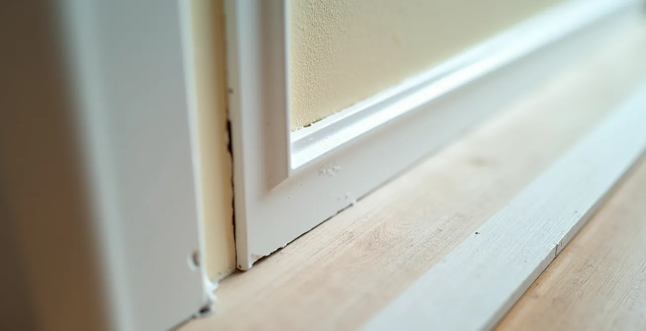 Détail macro d'une surface rénovée de qualité dans un appartement québécois